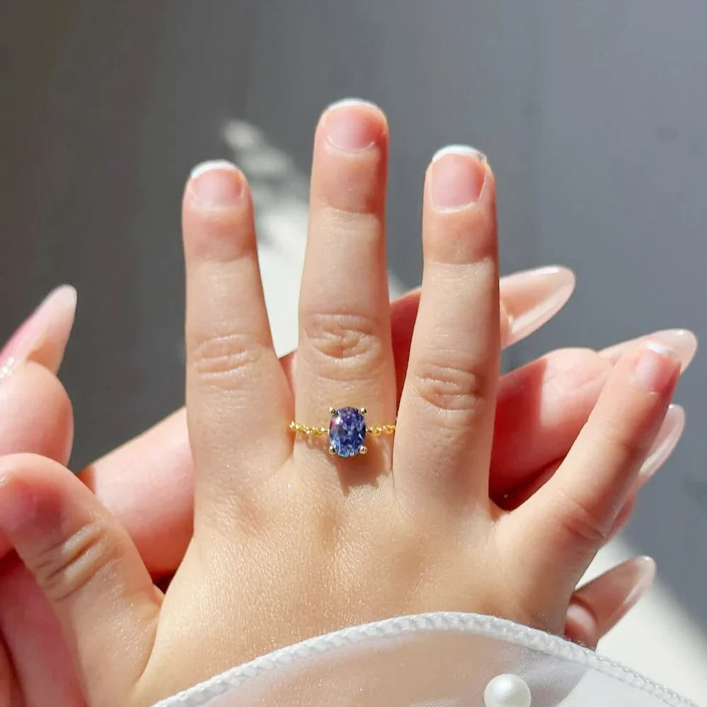 Artemisia - Anello con catena di Gemme Regolabile