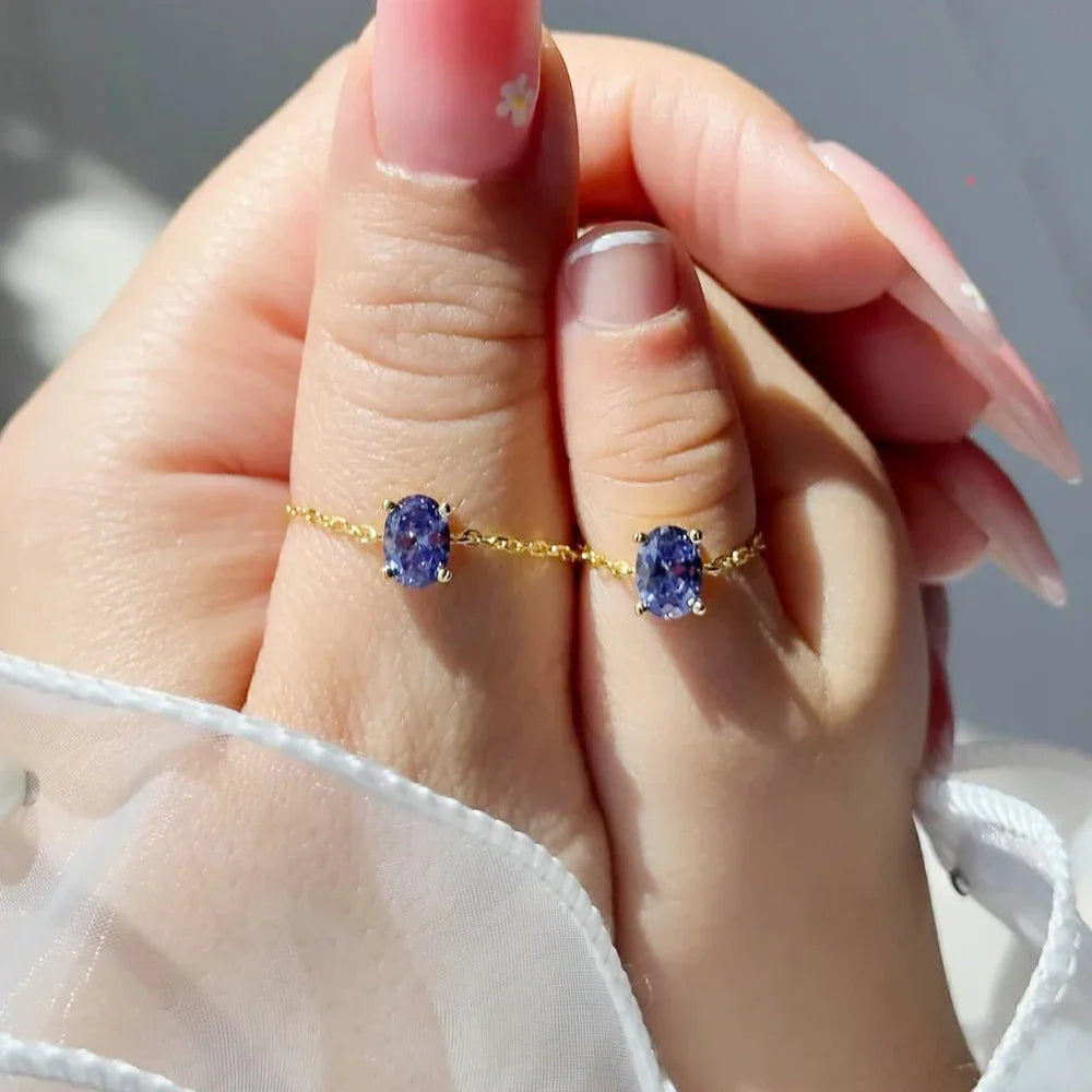 Artemisia - Anello con catena di Gemme Regolabile