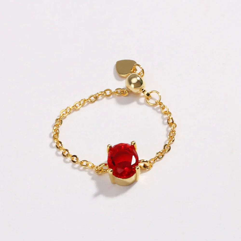 Artemisia - Anello con catena di Gemme Regolabile