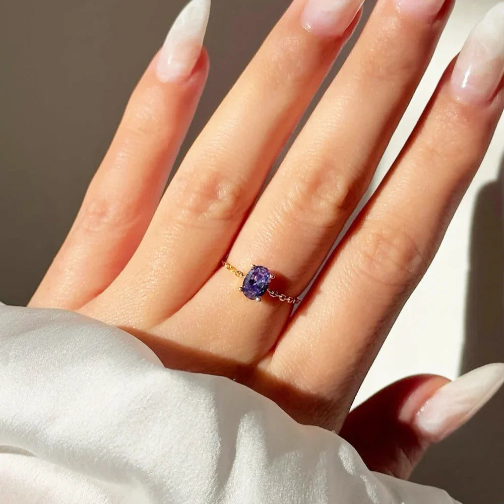 Artemisia - Anello con catena di Gemme Regolabile