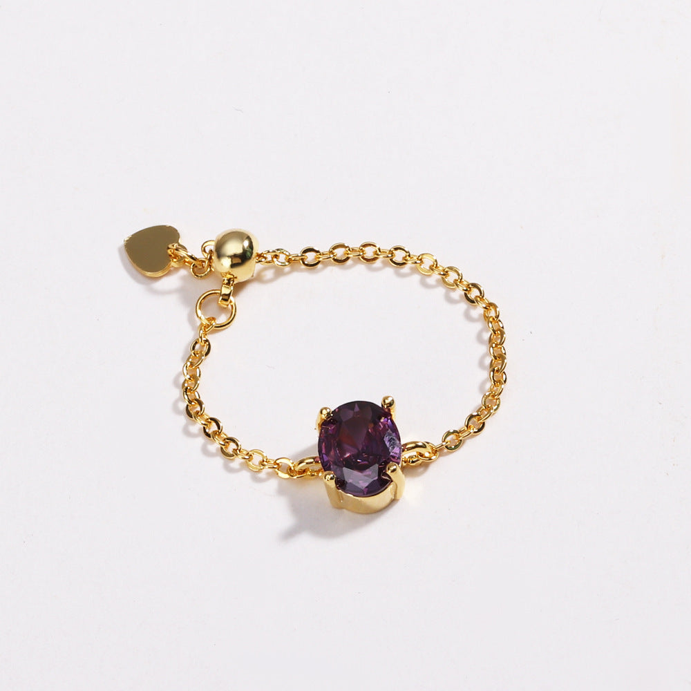 Artemisia - Anello con catena di Gemme Regolabile