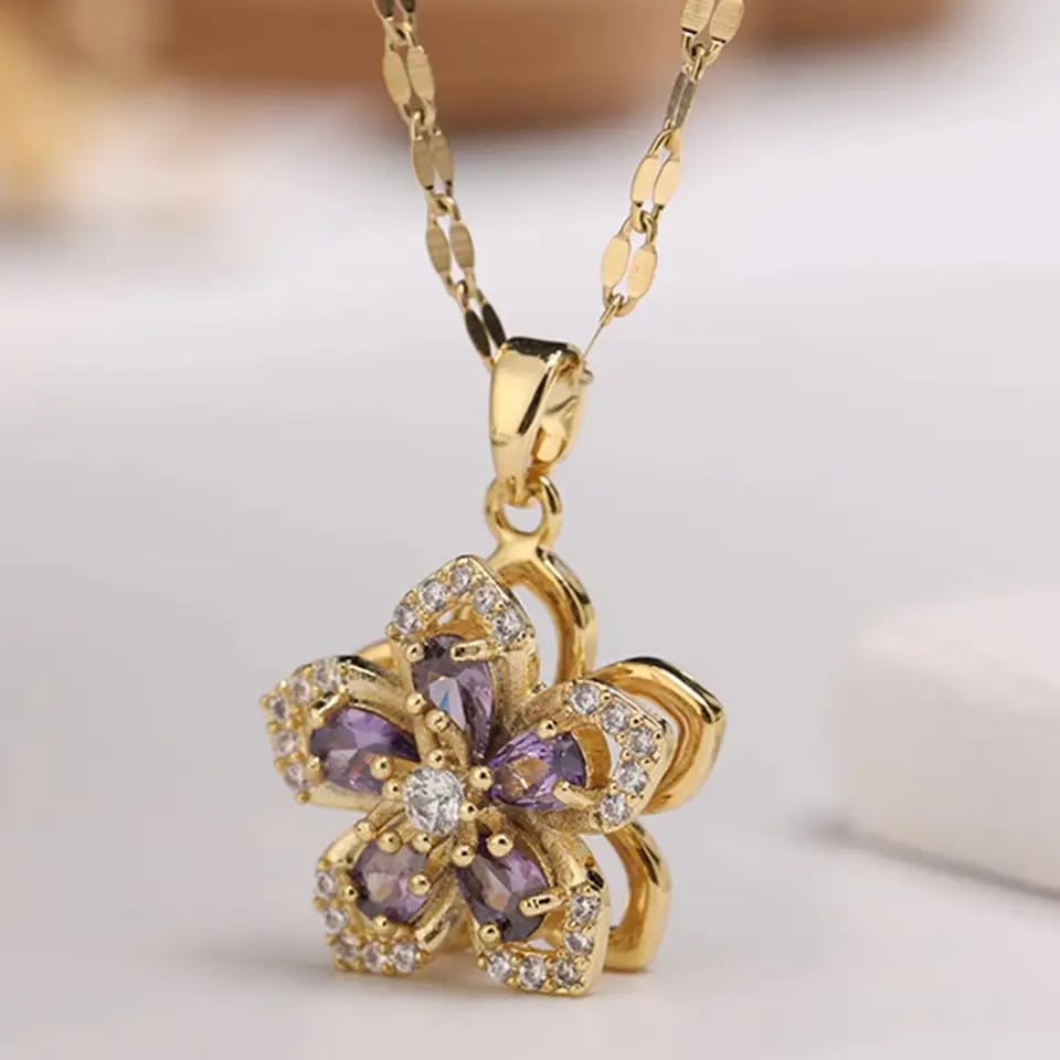 Artemisia -  Collana con fiore rotante