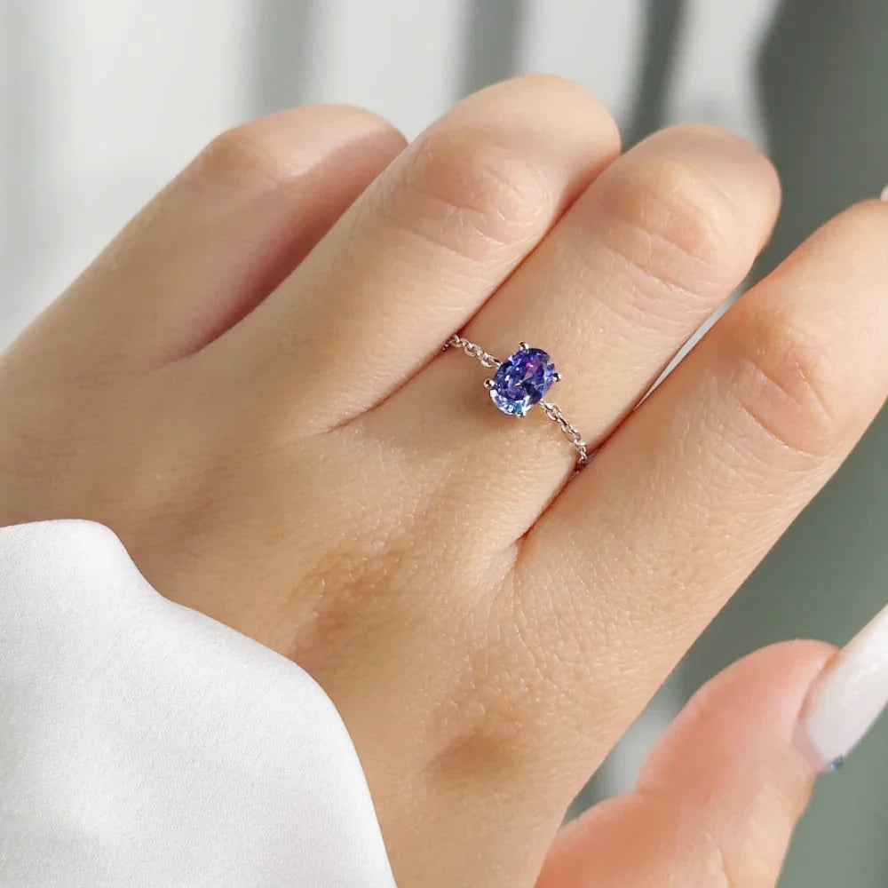 Artemisia - Anello con catena di Gemme Regolabile