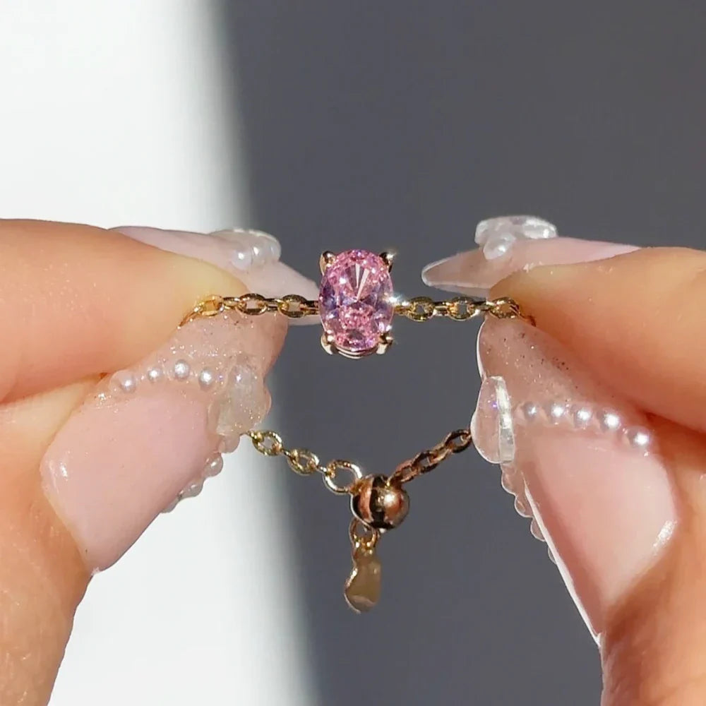 Artemisia - Anello con catena di Gemme Regolabile