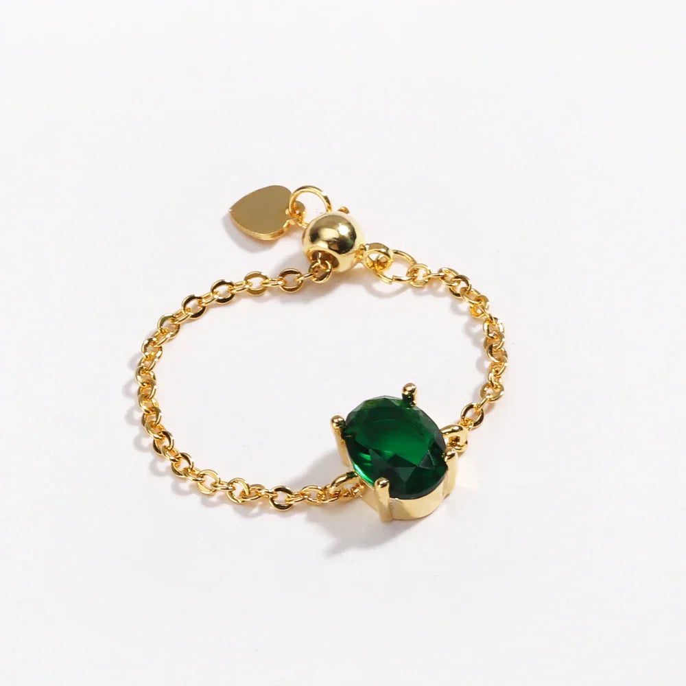 Artemisia - Anello con catena di Gemme Regolabile