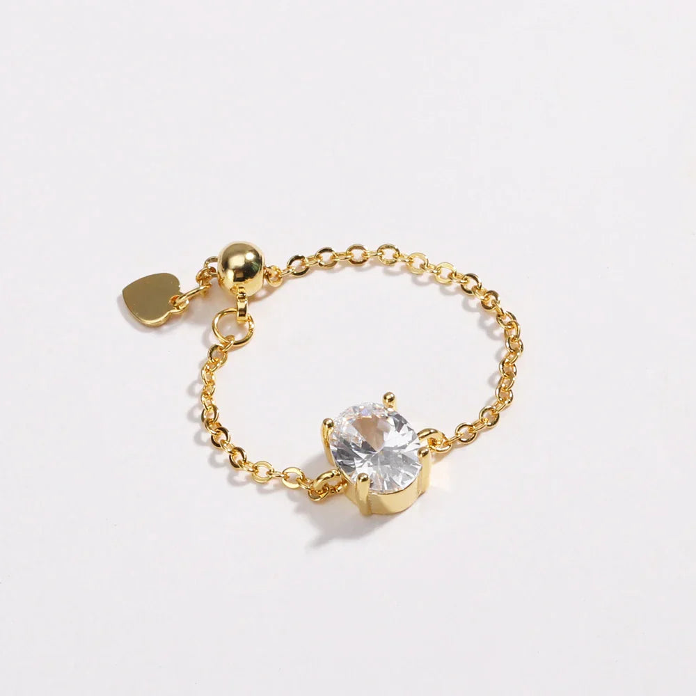 Artemisia - Anello con catena di Gemme Regolabile