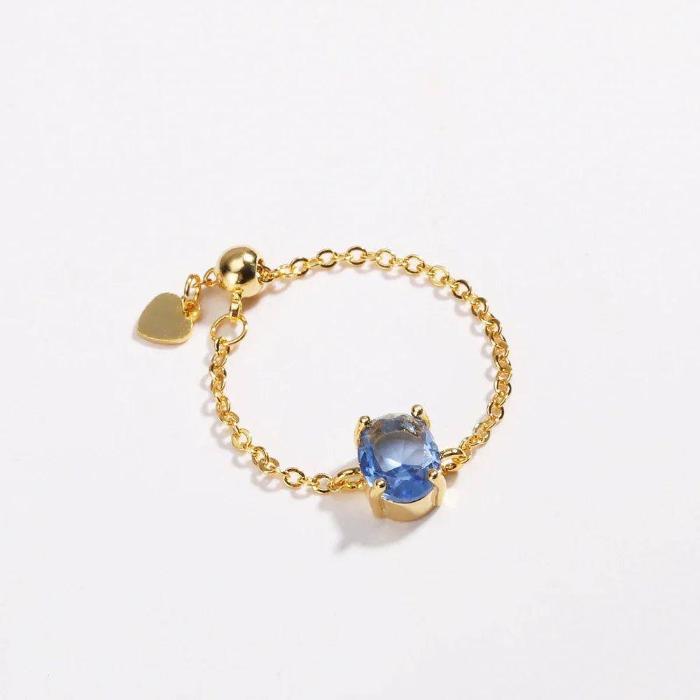 Artemisia - Anello con catena di Gemme Regolabile