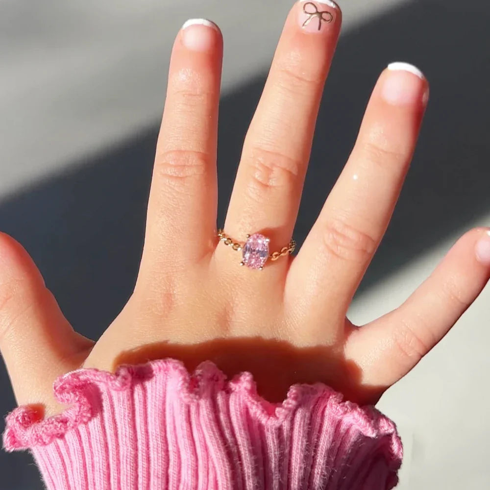 Artemisia - Anello con catena di Gemme Regolabile